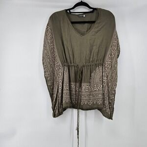 Boho Earthbound Tunic Top Blouse Hippie Drawstring M Forest Fairy Granola Goblin